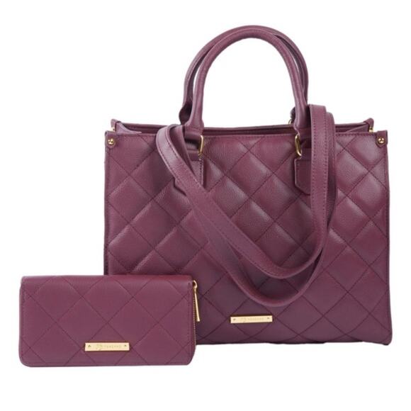 NWT Joy Mangano First class luxury leather quilted handbag wallet - Picture 1 of 11